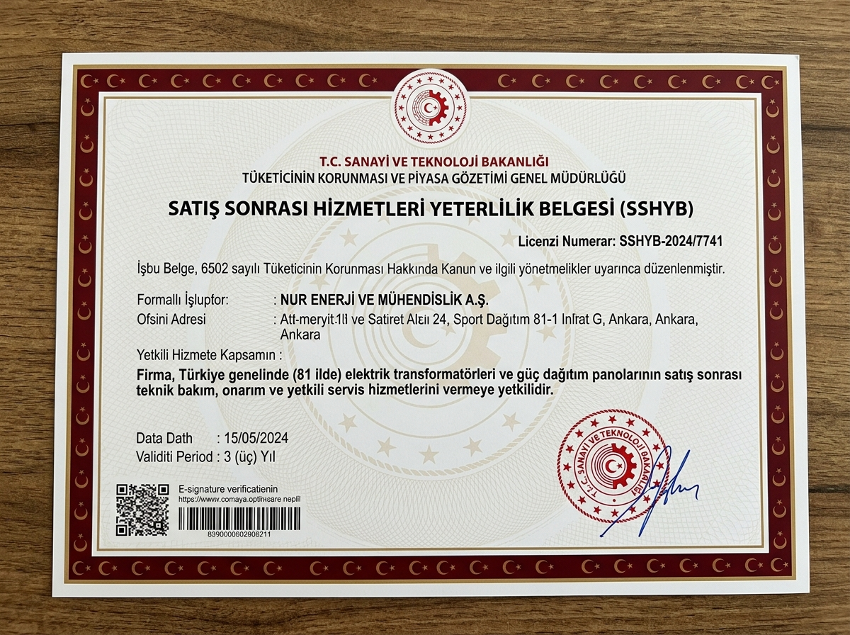 T.C. Sanayi ve Teknoloji Bakanlığı Satış Sonrası Hizmetleri Yeterlilik Belgesi